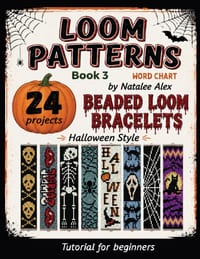 Loom Patterns 24 Halloween-Style Beaded Loom Bracelets for Beginners cover