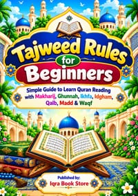 Tajweed Rules for Beginners: Simple Guide to Learn Quran Reading with Makharij, Ghunnah, Ikhfa, Idgham, Qalb, Madd & Waqf cover