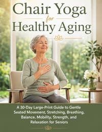 Chair Yoga for Healthy Aging: A 30-Day Large-Print Guide to Gentle Seated Movement, Stretching, Breathing, Balance, Mobility, Strength, and Relaxation cover