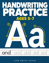 Handwriting Practice for Kids 5-7: Fun and Educational Alphabet and Sight Words Workbook for Kids Ages 5-7, Improve Penmanship, Trace Letters, and Lea cover