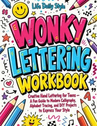 Wonky Lettering Workbook: Creative Hand Lettering for Teens- A Fun Guide to Modern Calligraphy, Alphabet Tracing, and DIY Projects to Express Your Sty cover