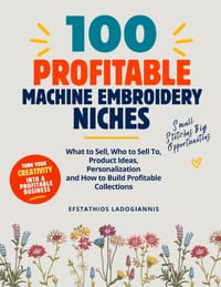 100 Profitable Machine Embroidery Niches: What to Sell, Who to Sell To, Product Ideas, Personalization and How to Build Profitable Collections cover