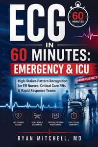 ECG in 60 Minutes Emergency & ICU: High-Stakes Pattern Recognition for ER Nurses, Critical Care RNs & Rapid Response Teams cover