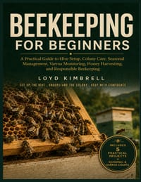 Beekeeping for Beginners: A Practical Guide to Hive Setup, Colony Care, Seasonal Management, Varroa Monitoring, Honey Harvesting, and Responsible Beek cover