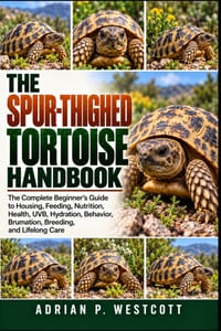 The Spur-Thighed Tortoise Handbook: The Complete Beginner's Guide to Housing, Feeding, Nutrition, Health, UVB, Hydration, Behavior, Brumation, Breedin cover