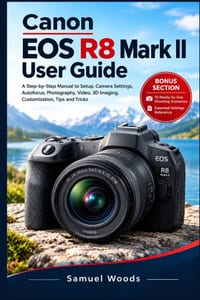Canon Eos R8 Mark II User Guide: A Step-by-Step Manual to Setup, Camera Settings, Autofocus, Photography, Video, 3D Imaging, Customization, Tips and T cover