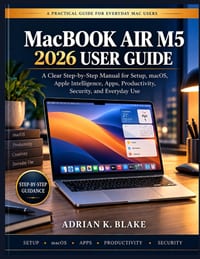 MacBOOk AIR M5 2026 USER GUIDE: A Clear Step-by-Step Manual for Setup, macOS, Apple Intelligence, Apps, Productivity, Security, and Everyday Use cover