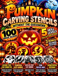 Pumpkin Carving Stencils Without the Guesswork: 100 Pumpkin Stencils for Carving and Pumpkin Carving Patterns for Families, with 5 Skill Levels, Size cover