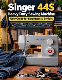Singer 44S Heavy Duty Sewing Machine User Guide for Beginners & Seniors: The ILLUSTRATED Steps-by-Step Manual to Thread Bobbins, Adjust Tension, Stitc cover