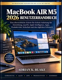 MacBook AIR M5 2026 BENUTZERHANDBUCH: Eine übersichtliche Schritt-für-Schritt-Anleitung für Einrichtung, macOS, Apple Intelligence, Apps, Produktivitä cover