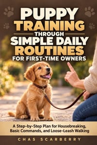 Puppy Training Through Simple Daily Routines for First-Time Owners: A Step-by-Step Plan for Housebreaking, Basic Commands, and Loose-Leash Walking cover