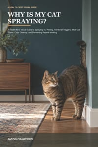Why Is My Cat Spraying?: A Health-First Visual Guide to Spraying vs. Peeing, Territorial Triggers, Multi-Cat Stress, Odor Cleanup, and Preventing Repe cover