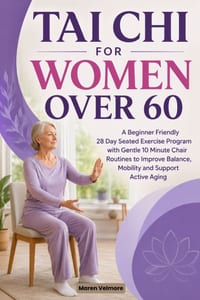 Tai CHI for Women Over 60: A Beginner Friendly 28 Day Seated Exercise Program with Gentle 10 Minute Chair Routines to Improve Balance, Mobility and Su cover