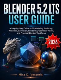 Blender 5.2 LTS User Guide: A Step-by-Step Guide to 3D Modeling, Sculpting, Materials, Animation, Rendering, Geometry Nodes, and Practical Blender Wor cover