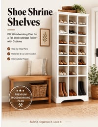 Shoe Shrine Shelves: DIY Woodworking Plan for a Tall Shoe Storage Tower with Cubbies cover