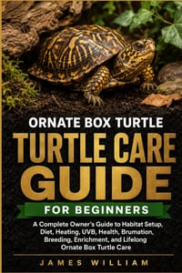 Ornate Box Turtle Care Guide for Beginners: A Complete Owner's Guide to Habitat Setup, Diet, Heating, UVB, Health, Brumation, Breeding, Enrichment, an cover