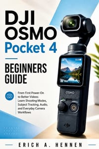 DJI Osmo Pocket 4 Beginners Guide: From First Power-On to Better Videos: Learn Shooting Modes, Subject Tracking, Audio, and Everyday Camera Workflows cover