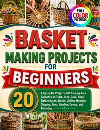 Basket Making Projects for Beginners: 20 Easy-to-Do Projects with Step-by-Step Guidance on Tools, Reed, Cane, Rope, Basket Bases, Stakes, Coiling, Wea cover