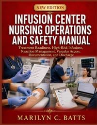 Infusion Center Nursing Operations and Safety Manual: Treatment Readiness, High-Risk Infusions, Reaction Management, Vascular Access, Documentation, a cover