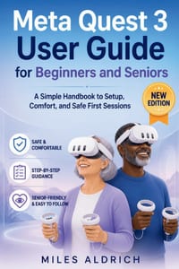 META QUEST 3 User Guide for Beginners and Seniors: A Simple Step-by-Step Setup, Controls, and Troubleshooting Handbook for First-Time VR Users cover