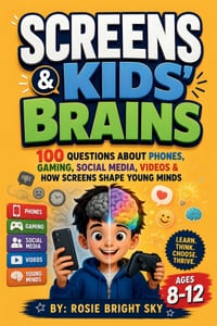 Screens & Kids Brains: 100 Questions About Phones, Gaming, Social Media, Videos & How Screens Shape Young Minds cover