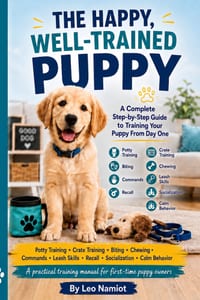 The Happy Well Trained Puppy: A Complete Puppy Training Guide for Potty Training, Crate Training, Biting, Chewing, Basic Commands, Leash Walking, Reca cover