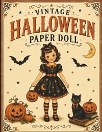 Vintage Halloween Paper Doll: A Charming Cut-Out Doll with Halloween Costumes and Accessories cover