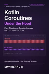 Kotlin Coroutines Under the Hood: A Senior Engineer's Playbook for Structured Concurrency, Flow, Dispatchers, Compiler Internals, and Concurrency at S cover