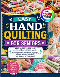 Easy Hand Quilting for Seniors: A Step-by-Step Guide to Tools, Fabric Selection, Templates, Piecing, Running Stitches, Patchwork, Appliqué, Borders, B cover