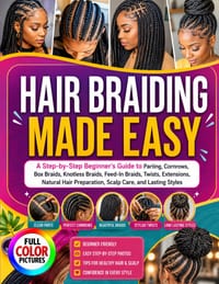 Hair Braiding Made Easy: A Step-by-Step Beginner's Guide to Parting, Cornrows, Box Braids, Knotless Braids, Feed-In Braids, Twists, Extensions, Natura cover