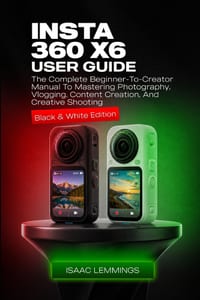 Insta 360 X6 User Guide: The Complete Beginner-To-Creator Manual to Mastering Photography, Vlogging, Content Creation, and Creative Shooting (Black & cover