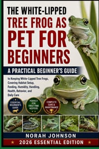 The White-Lipped Tree Frog As Pet For Beginners: A Practical Beginner's Guide to Keeping White-Lipped Tree Frogs, Covering Habitat Setup, Feeding, Hum cover