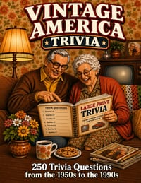 Vintage America Trivia: 250 Large Print Multiple-Choice Trivia Questions from the 1950s to the 1990s for Seniors and Baby Boomers cover