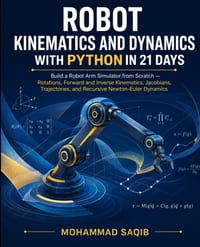 Robot Kinematics and Dynamics with Python in 21 Days: A Hands-On Course in Rotations, Forward and Inverse Kinematics, Jacobians, Trajectories, and Rec cover