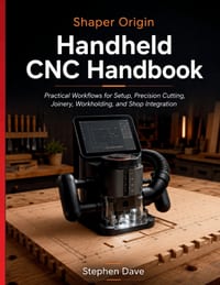 Shaper Origin Handheld CNC Handbook: Practical Workflows for Setup, Precision Cutting, Joinery, Workholding, and Shop Integration cover