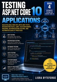 Testing ASP.NET Core 10 Applications: Build Reliable Web APIs with Unit Tests, Integration Tests, xUnit, Testcontainers, Mocking, Authentication Testi cover