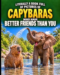 Literally a Book Full of Pictures of Capybaras Who Have Better Friends Than You: A Funny, Feel-Good Photo Book for Relaxation, Smiles, and Animal Love cover