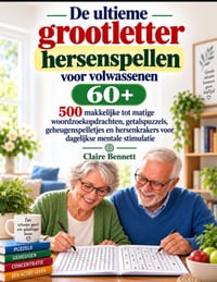 De ultieme grootletter hersenspellen voor volwassenen 60+: 500 makkelijke tot matige woordzoekopdrachten, getalspuzzels, geheugenspelletjes en hersenk cover