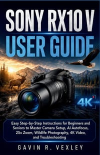 Sony RX10 V User Guide: Easy Step-by-Step Instructions for Beginners and Seniors to Master Camera Setup, AI Autofocus, 25x Zoom, Wildlife Photography, cover