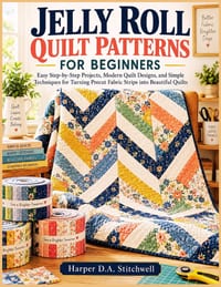 Jelly Roll Quilt Patterns for Beginners: Easy Step-by-Step Projects, Modern Quilt Designs, and Simple Techniques for Turning Precut Fabric Strips into cover