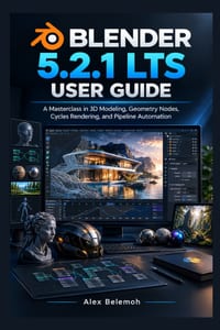 Blender 5.2.1 LTS User Guide: A Masterclass in 3D Modeling, Geometry Nodes, Cycles Rendering, and Pipeline Automation cover