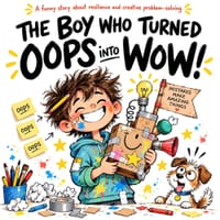 The Boy Who Turned Oops into Wow!: A Funny Growth Mindset Picture Book About Mistakes, Inventions, Creative Problem-Solving, and Trying Again for Kids cover