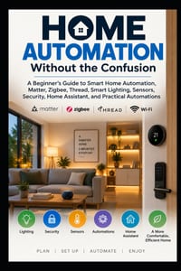 Home Automation Without the Confusion: A Practical Beginner's Guide to Smart Home Automations, Matter, Thread, Zigbee, Sensors, Lighting, Security, Tr cover