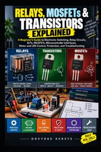 Relays, MOSFETs & Transistors Explained: A Practical Beginner's Guide to Electronic Switching, BJTs, MOSFETs, Relay Circuits, Load Control, Protection cover