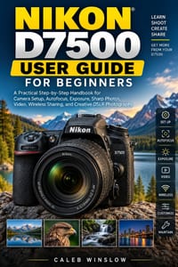 Nikon D7500 User Guide for Beginners: A Practical Step-by-Step Handbook Camera Setup, Autofocus, Exposure, Sharp Photos, Video, Wireless Sharing, and cover