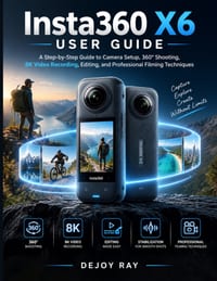 Insta360 X6 User Guide: A Step-by-Step Guide to Camera Setup, 360° Shooting, 8K Video Recording, Editing, and Professional Filming Techniques cover