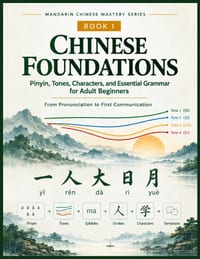 Mandarin Chinese Foundations: Pinyin, Tones, Chinese Characters, and Essential Grammar for Adult Beginners cover