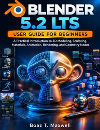 Blender 5.2 LTS User Guide for Beginners: A Practical Introduction to 3D Modeling, Sculpting, Materials, Animation, Rendering, and Geometry Nodes cover