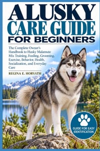 Alusky Care Guide for Beginners: The Complete Owner's Handbook to Husky Malamute Mix Training, Feeding, Grooming, Exercise, Behavior, Health, Socializ cover