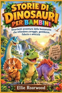 Storie di dinosauri per bambini: Divertenti avventure della buonanotte che infondono coraggio, gentilezza, fiducia e amicizia. cover